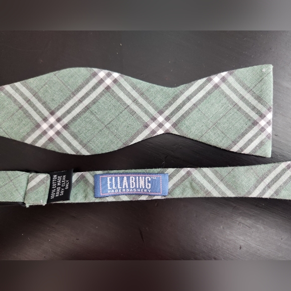 Sage Green and White and Gray Bow Tie - Picture 2 of 4